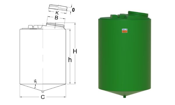 Bồn nhựa nắp hở đáy hình nón Pakco CENB-E