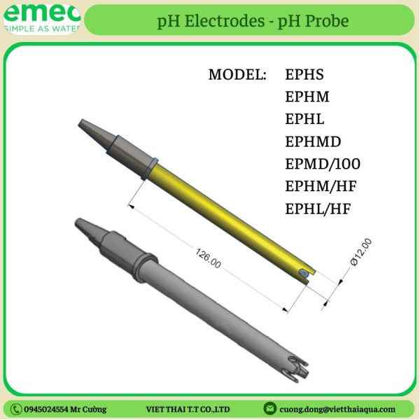 Cảm biến pH - Đầu dò pH - code EPHS hãng EMEC Italy